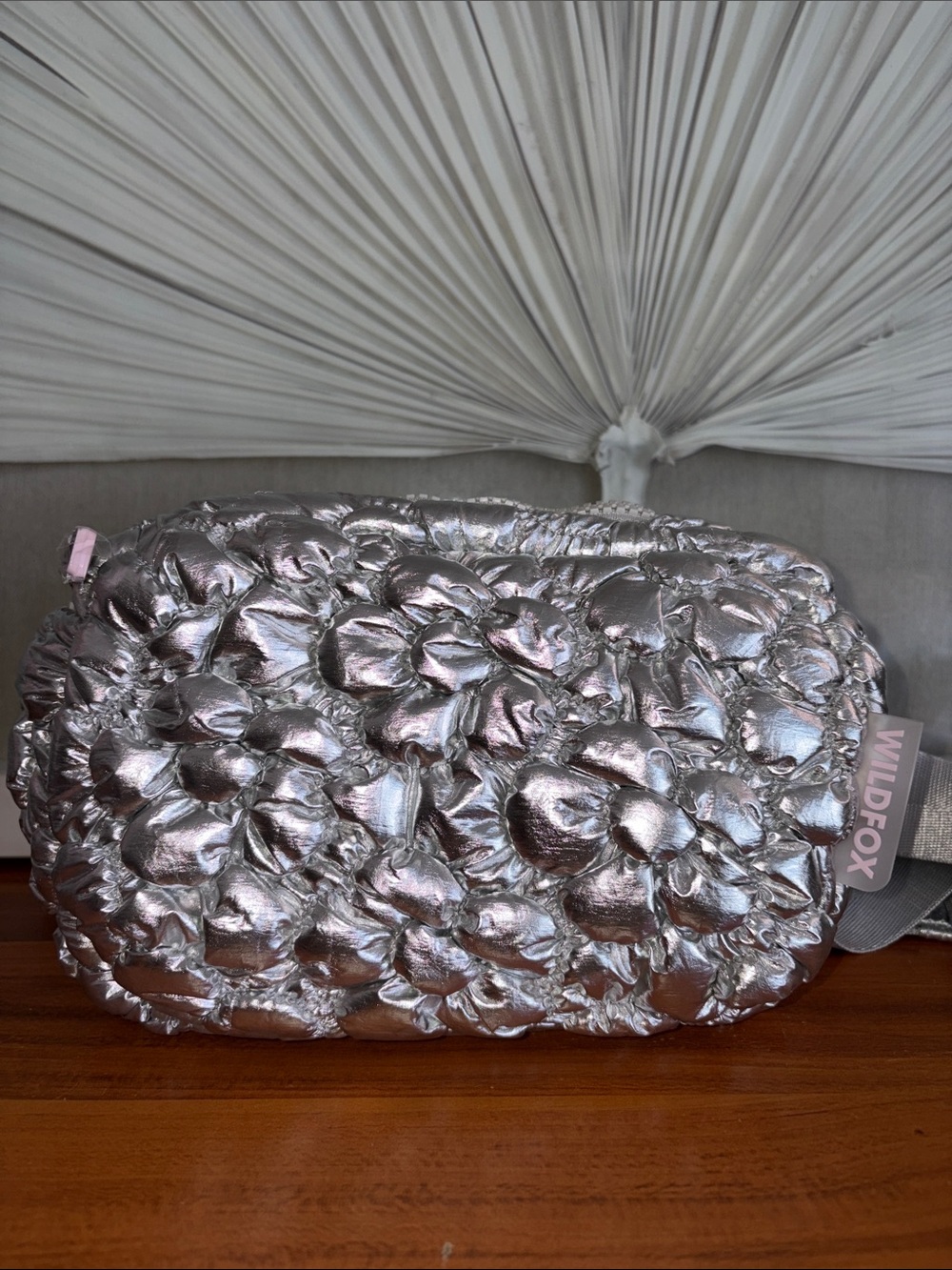 Wildfox Silver Quilted Floral Crossbody Pouch